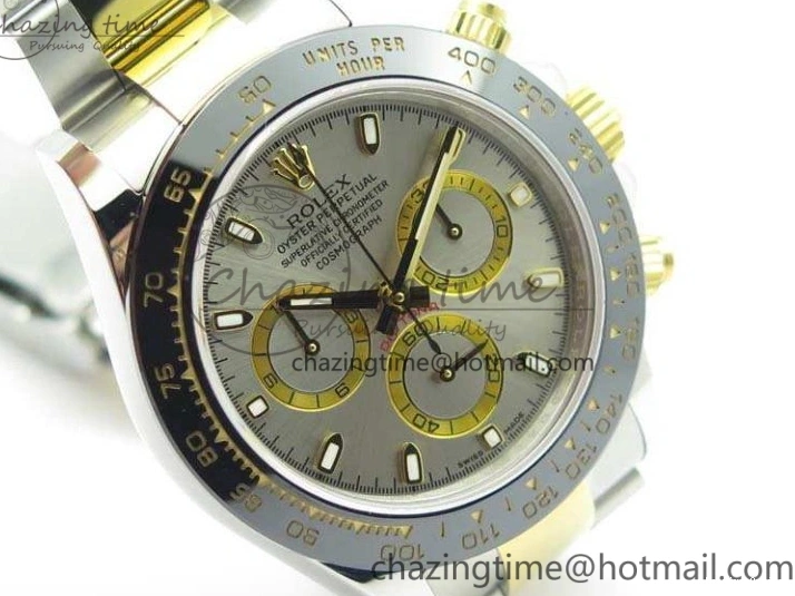 0402 WellDesigned Daytona SS YG Ceramic Bezel JH Best Edition Sliver Gray Dial On SS YG Bracelet A 3532